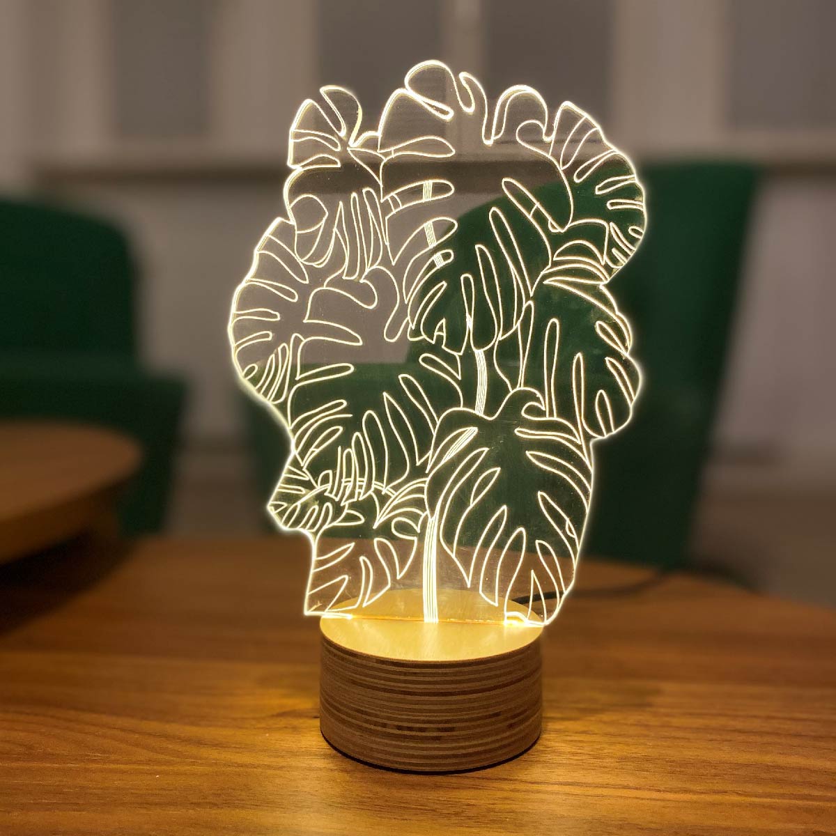light for monstera deliciosa MONSTERA BULBING Optical Illusion 2D To 3D Table Lamp Eco Friendly LED – Studio Cheha