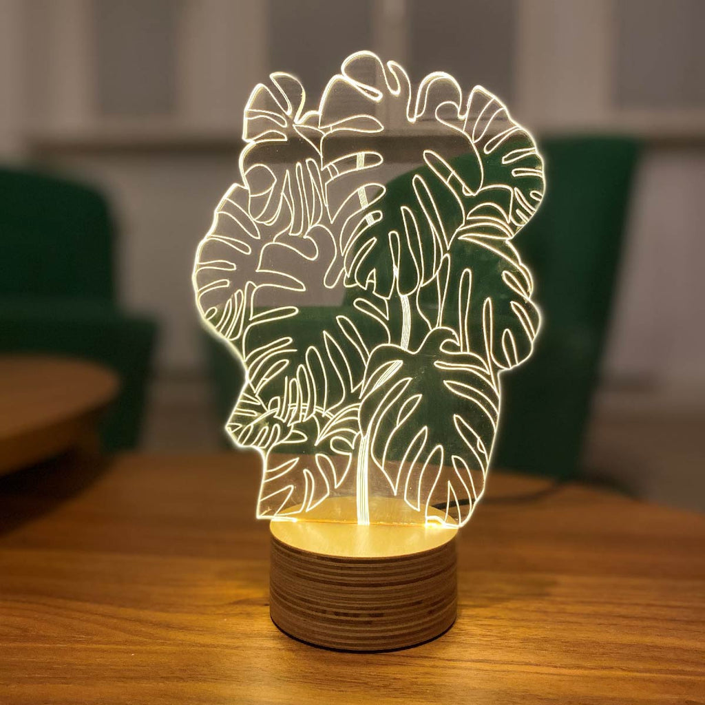 MONSTERA BULBING Optical Illusion 2D To 3D Table Lamp Eco Friendly LED ...